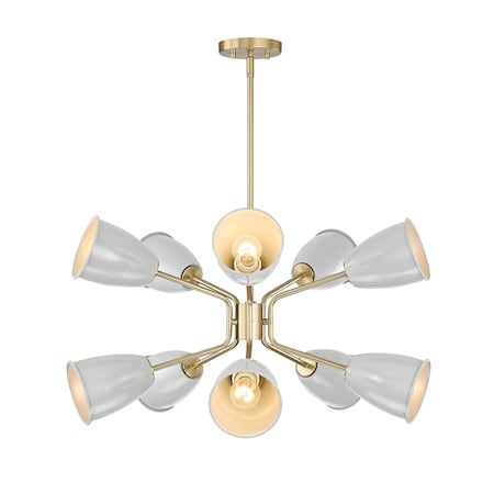 Designers Fountain Biba 10 Light  Modern Brushed Gold with Grey Sky Shades Chandelier For Dining Rooms D287M-10CH-BG
